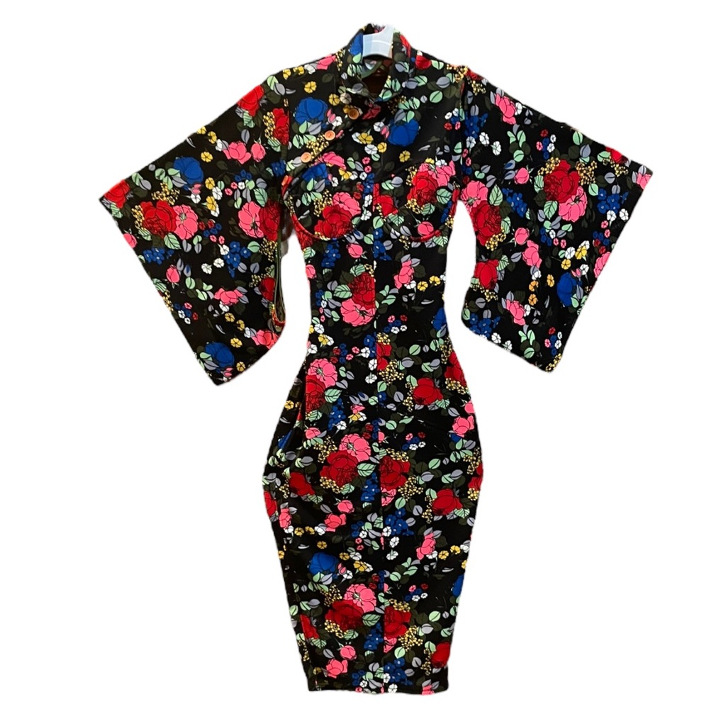 Nuvula Runway Kimono inspired Floral Dress
